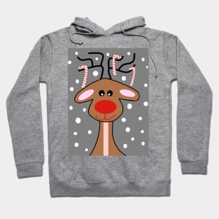 MERRY Christmas Red Nose Reindeer  - Cute Reindeer Art Hoodie